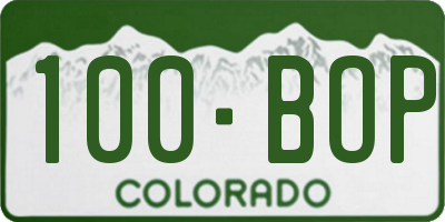 CO license plate 100BOP
