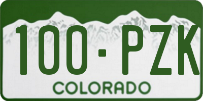 CO license plate 100PZK