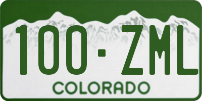 CO license plate 100ZML