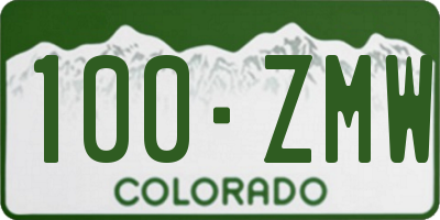 CO license plate 100ZMW