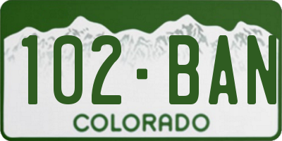 CO license plate 102BAN