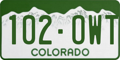 CO license plate 102OWT