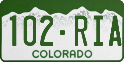 CO license plate 102RIA