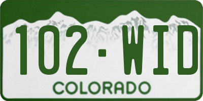 CO license plate 102WID