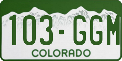 CO license plate 103GGM
