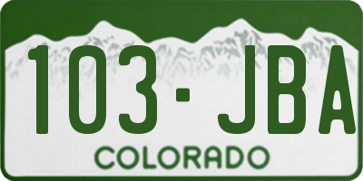 CO license plate 103JBA