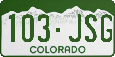 CO license plate 103JSG