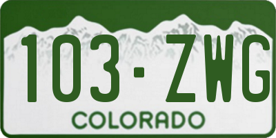 CO license plate 103ZWG