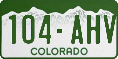 CO license plate 104AHV