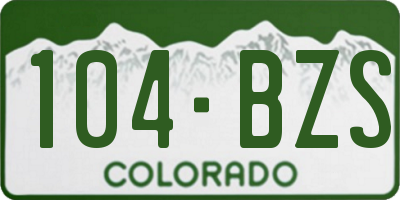 CO license plate 104BZS