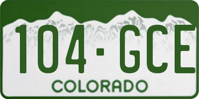 CO license plate 104GCE