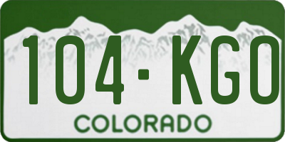 CO license plate 104KGO