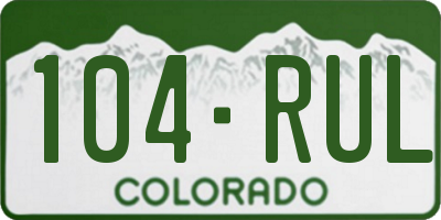 CO license plate 104RUL