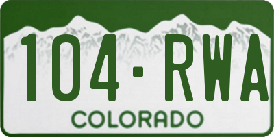 CO license plate 104RWA