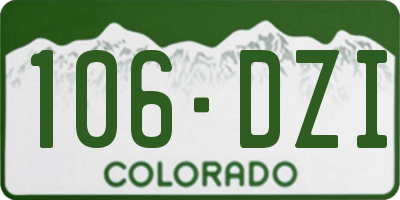 CO license plate 106DZI