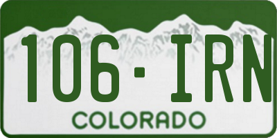 CO license plate 106IRN