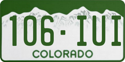 CO license plate 106IUI