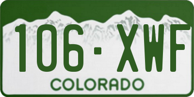 CO license plate 106XWF