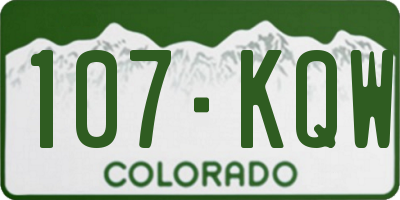 CO license plate 107KQW