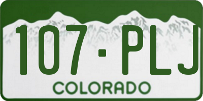 CO license plate 107PLJ