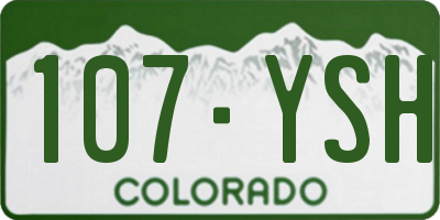 CO license plate 107YSH