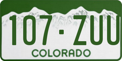 CO license plate 107ZUU