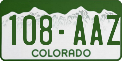 CO license plate 108AAZ