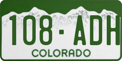 CO license plate 108ADH