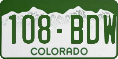 CO license plate 108BDW