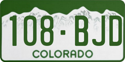 CO license plate 108BJD