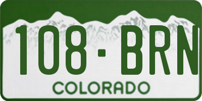 CO license plate 108BRN