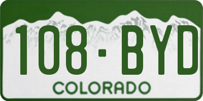 CO license plate 108BYD