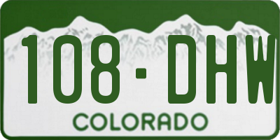 CO license plate 108DHW
