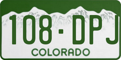 CO license plate 108DPJ