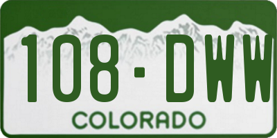 CO license plate 108DWW