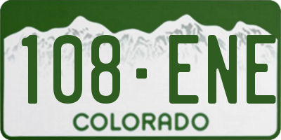 CO license plate 108ENE