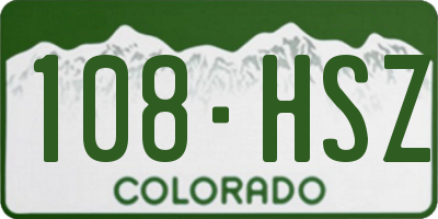 CO license plate 108HSZ