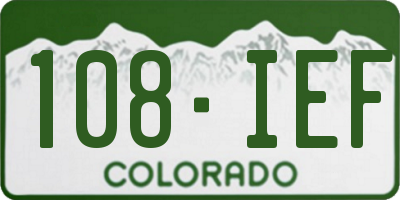 CO license plate 108IEF