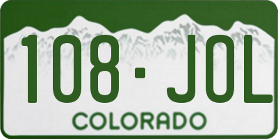 CO license plate 108JOL