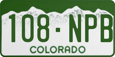 CO license plate 108NPB
