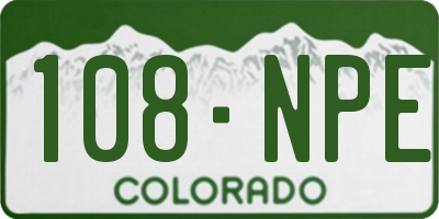 CO license plate 108NPE