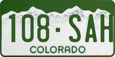 CO license plate 108SAH