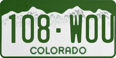 CO license plate 108WOU