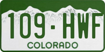 CO license plate 109HWF