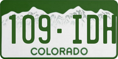 CO license plate 109IDH