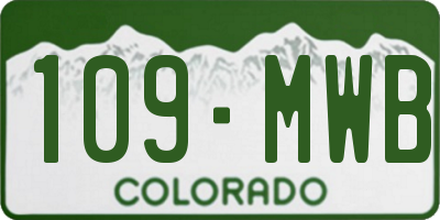 CO license plate 109MWB