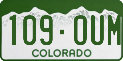 CO license plate 109OUM