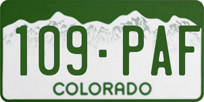 CO license plate 109PAF