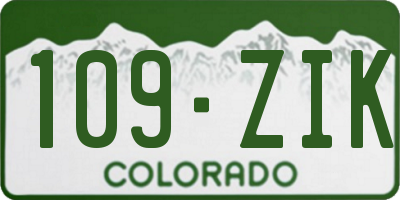 CO license plate 109ZIK