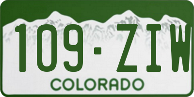 CO license plate 109ZIW